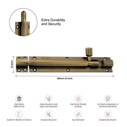 Heavy-Duty Tower Bolt with Smooth Slide Action (8 inch)
