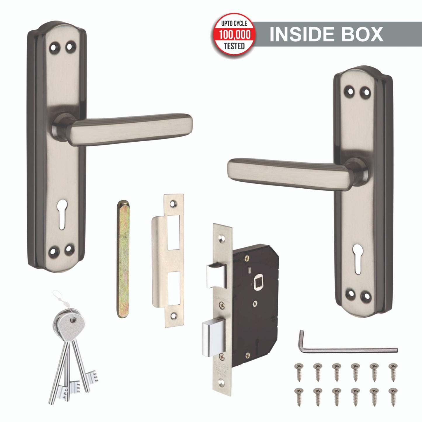 Steel Mortise Handle Lock Set with | 3 Keys