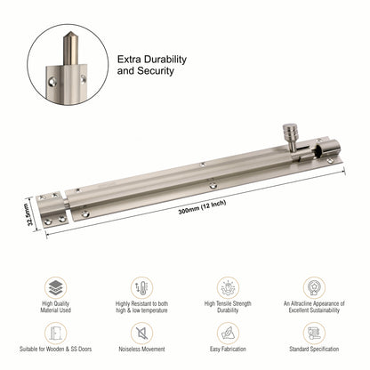 Heavy-Duty Tower Bolt with Smooth Slide Action (12 inch)