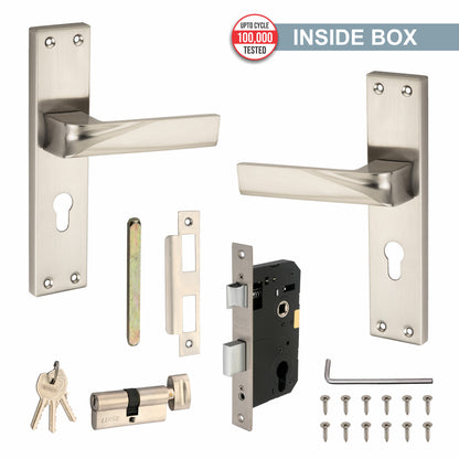 Stainless Steel Mortise Lock | 60mm Brass Cylinder | 3 Brass Keys | One-Side Knob