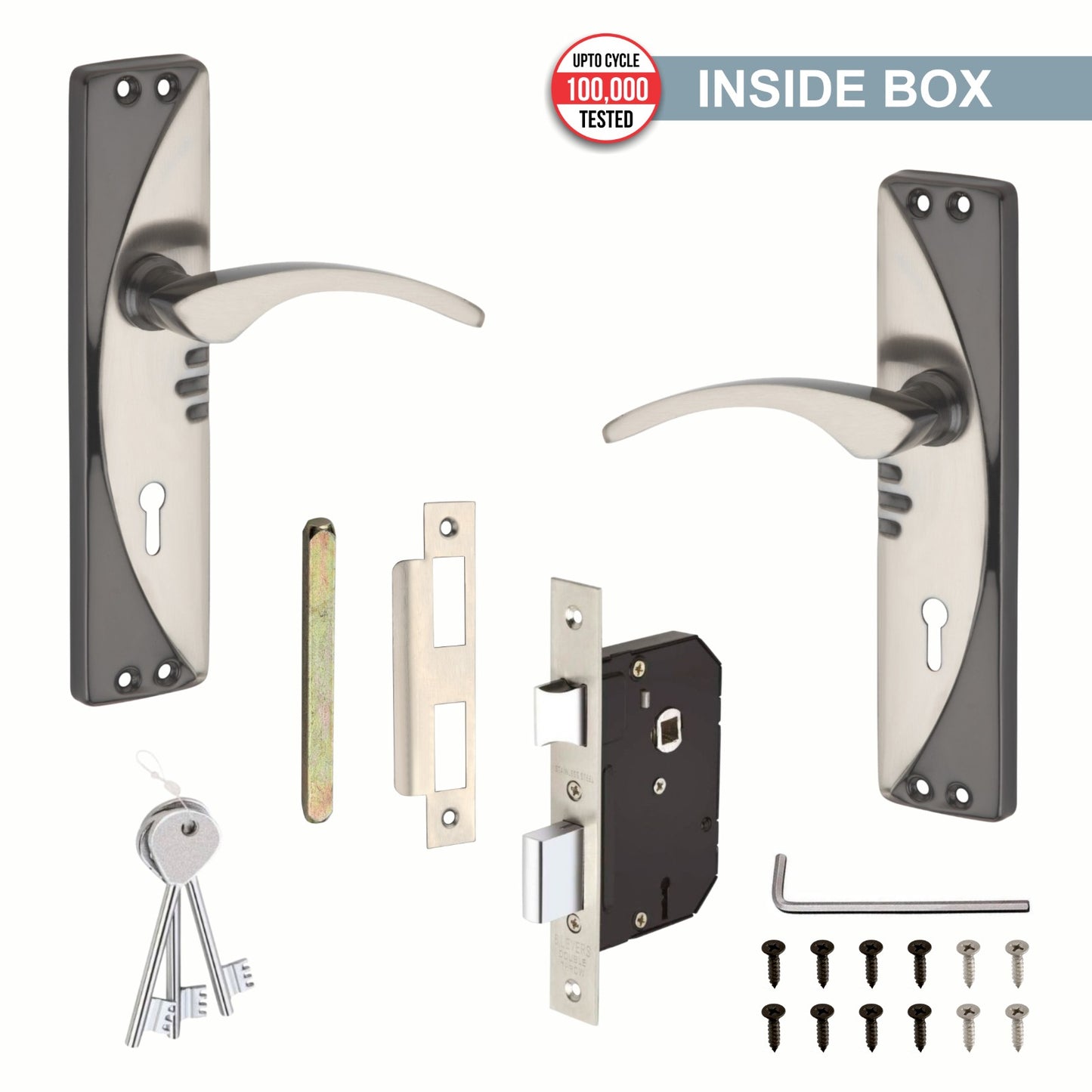 Steel Mortise Handle Lock Set with | 3 Keys