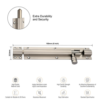 Heavy-Duty Tower Bolt with Smooth Slide Action (6 inch)