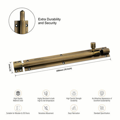 Heavy-Duty Tower Bolt with Smooth Slide Action (10 inch)