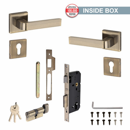 Stainless Steel Rosette Handle | 60mm Cylinder | 3 Brass Keys | One-Side Knob