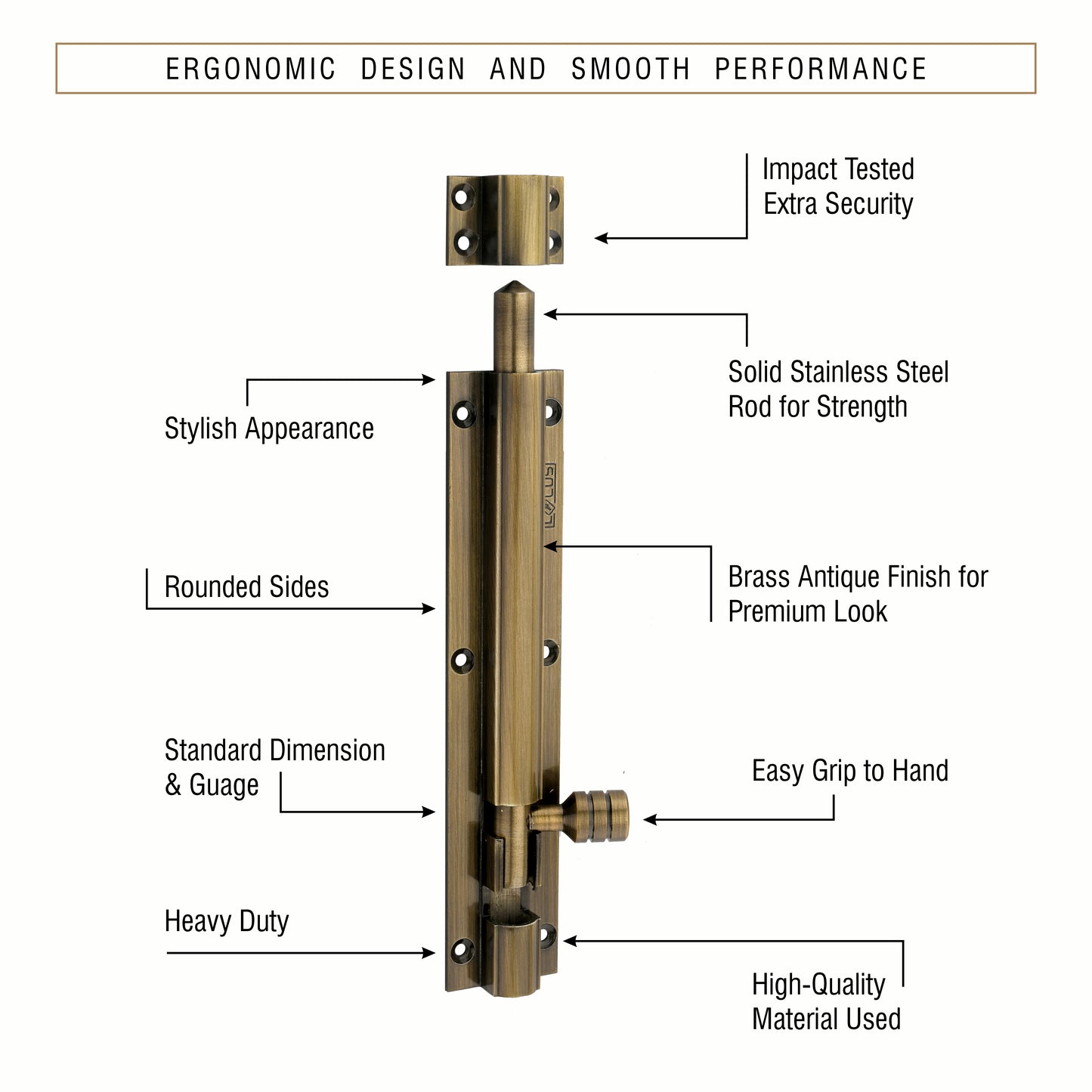 Heavy-Duty Tower Bolt with Smooth Slide Action (6 inch)