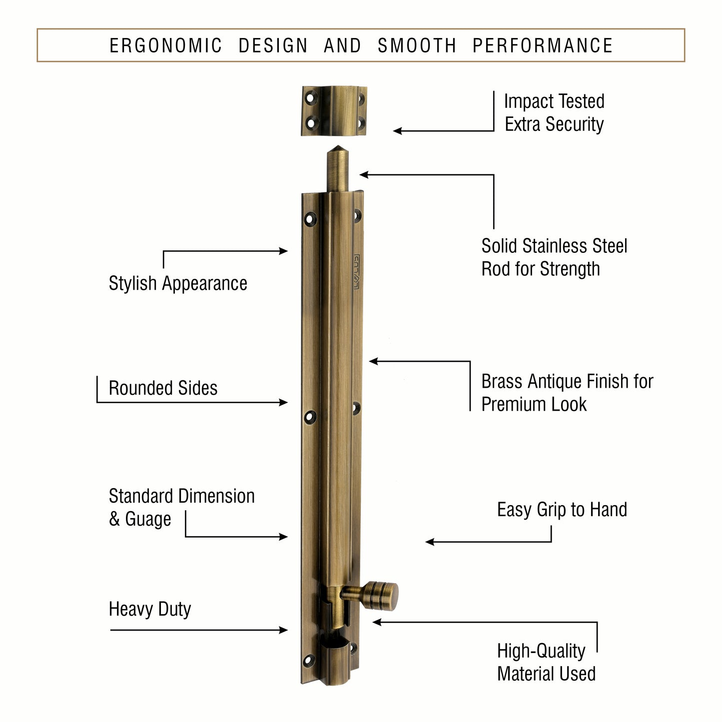 Heavy-Duty Tower Bolt with Smooth Slide Action (10 inch)
