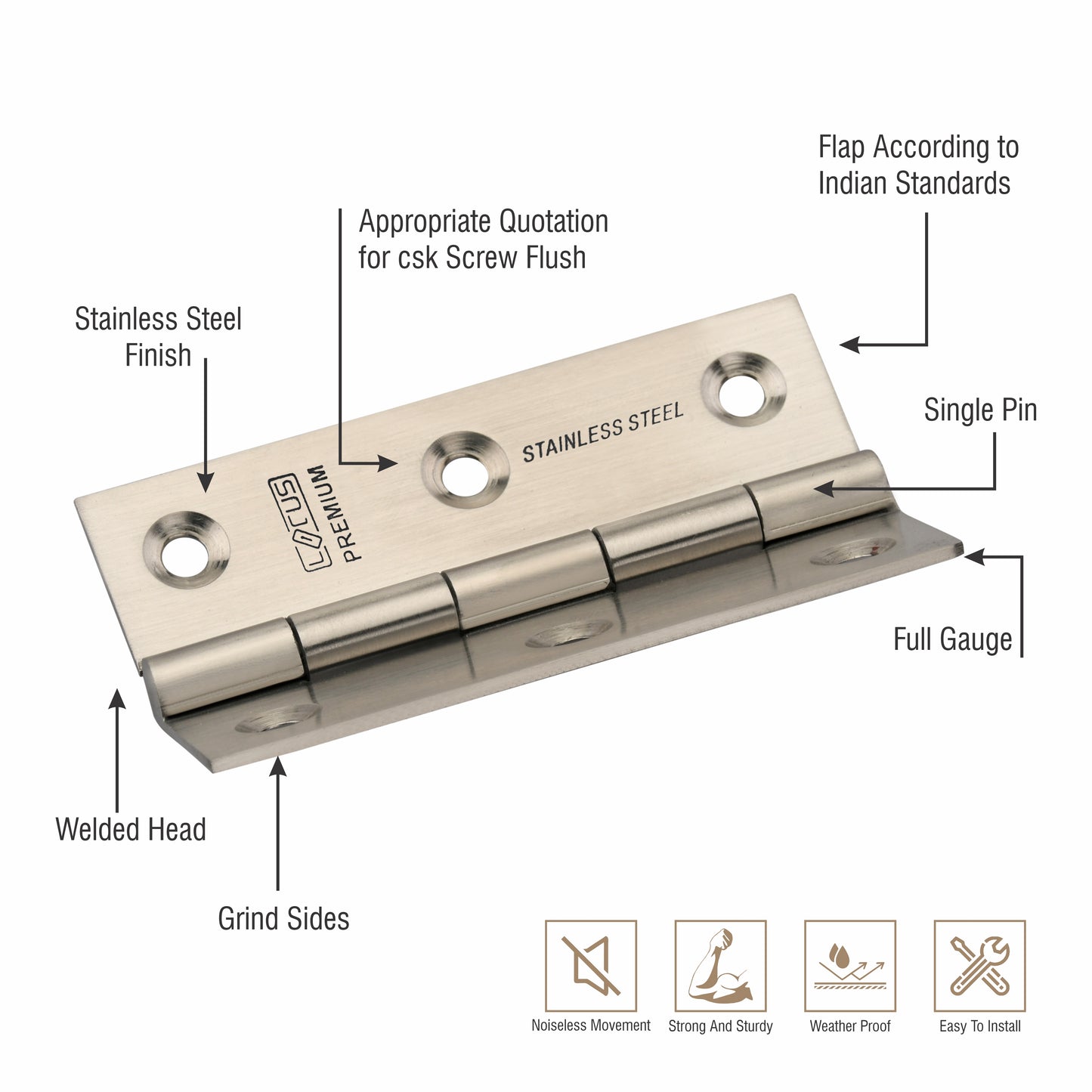 Stainless Steel Premium Hinges | 3×16 | Pack of 40 Pcs.