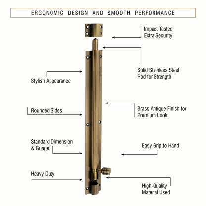 Heavy-Duty Tower Bolt with Smooth Slide Action (12 inch)