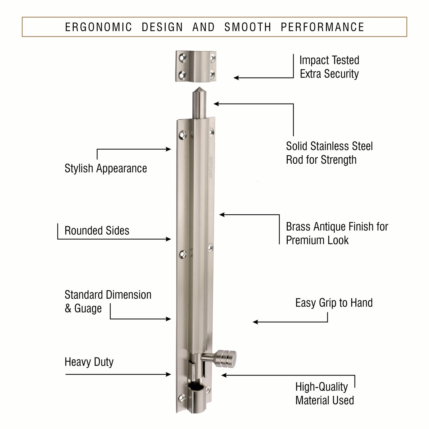 Heavy-Duty Tower Bolt with Smooth Slide Action (10 inch)