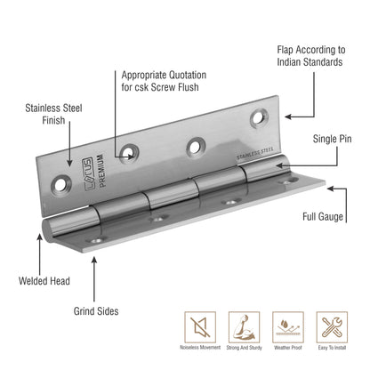Stainless Steel Premium Hinges | 4×14 | Pack of 16 Pcs.