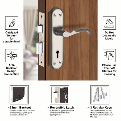 Steel Mortise Handle Lock Set with | 3 Keys