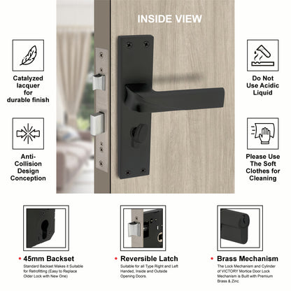Stainless Steel Mortise Lock | 60mm Brass Cylinder | 3 Brass Keys | One-Side Knob