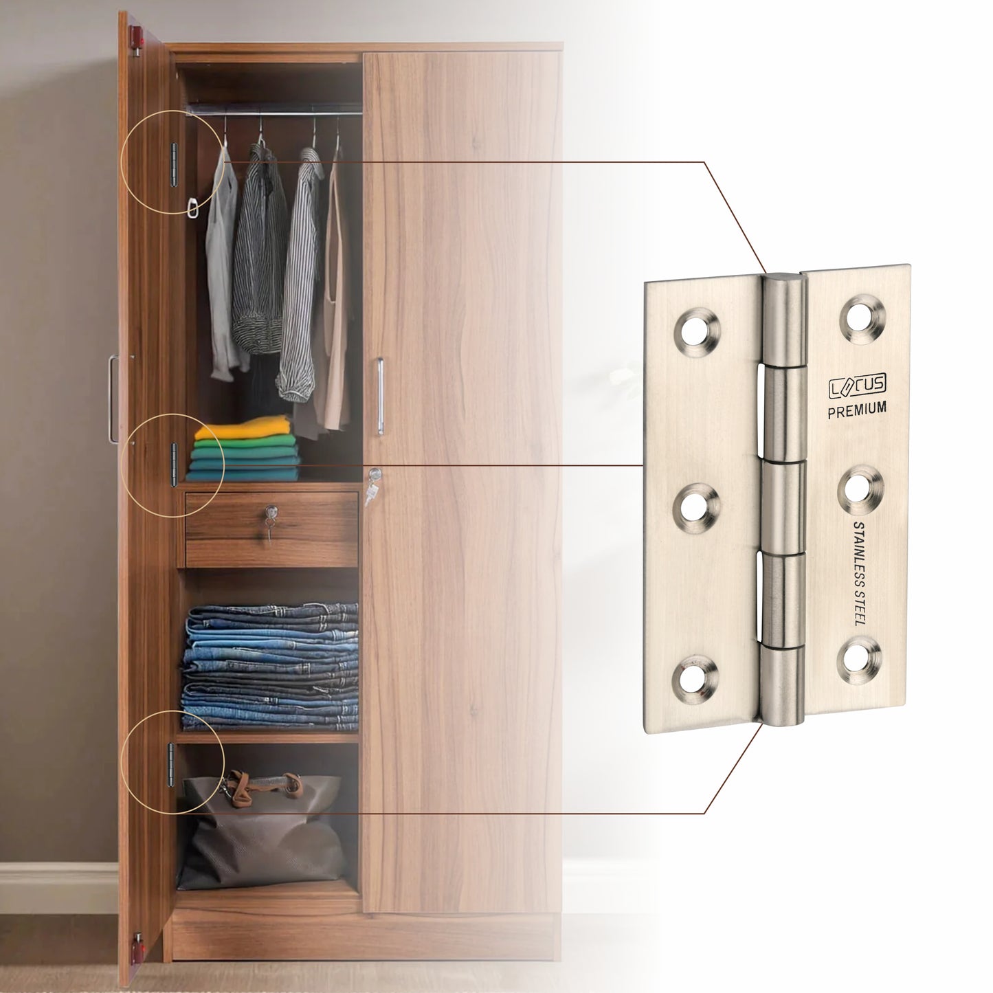 Stainless Steel Premium Hinges | 3×16 | Pack of 40 Pcs.