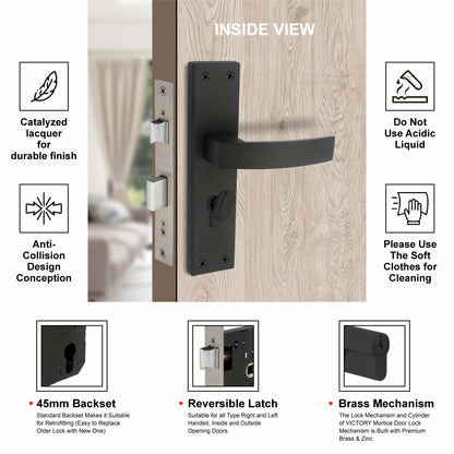 Stainless Steel Mortise Lock| 60mm Brass Cylinder | 3 Brass Keys| One-Side Knob