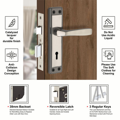 Steel Mortise Handle Lock Set with | 3 Keys