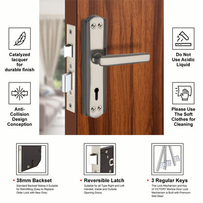 Steel Mortise Handle Lock Set with | 3 Keys