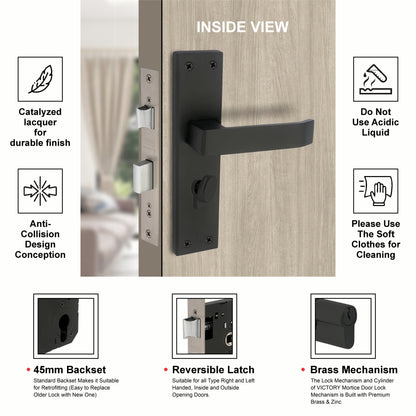 Stainless Steel Mortise Lock| 60mm Brass Cylinder | 3 Brass Keys| One-Side Knob