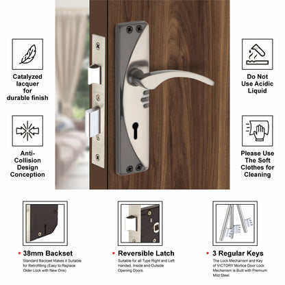 Steel Mortise Handle Lock Set with | 3 Keys