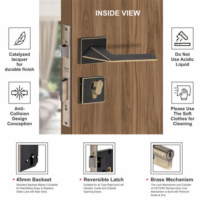 Brass Rosette Handle| 60mm Brass Cylinder | 3 Brass Keys | One-side knob