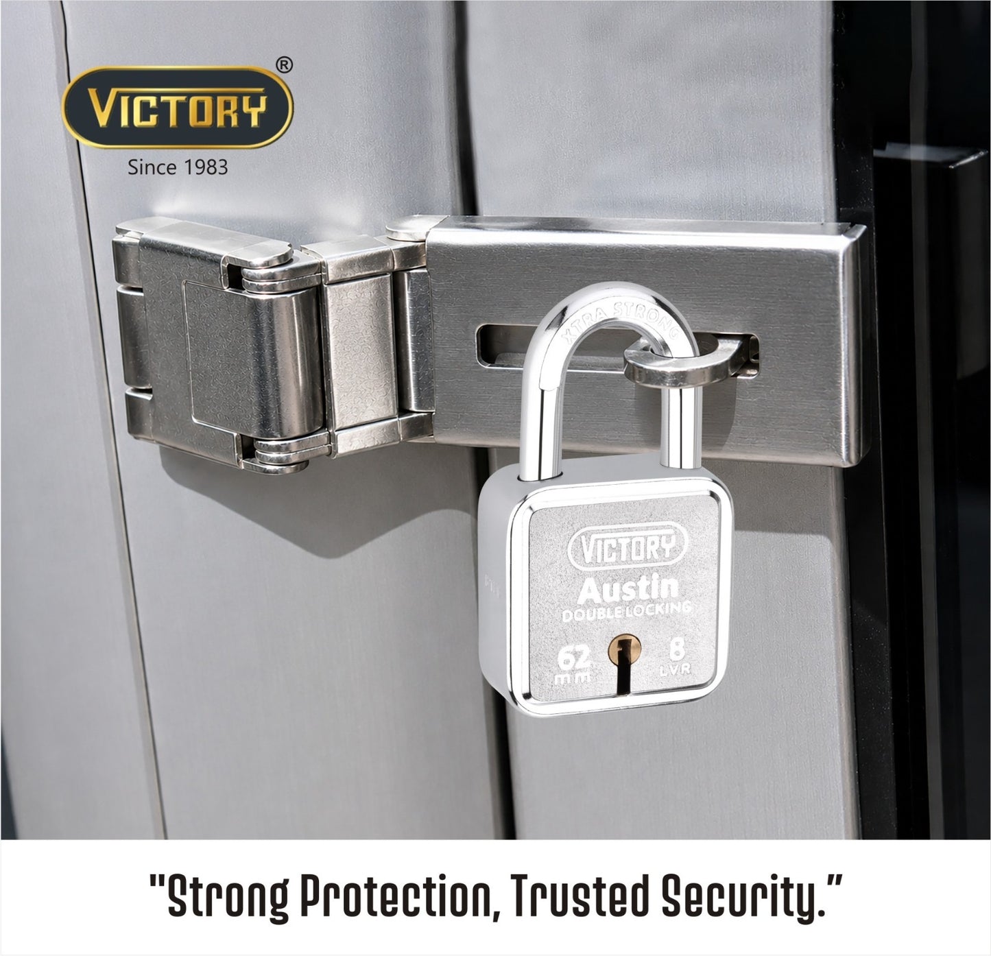 Victory Austin 62mm Auto Locking Double Lock Padlock | 8 Lever | Extra Strong Security