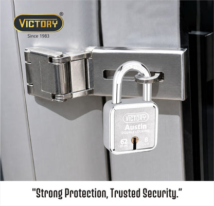 Victory Austin 62mm Auto Locking Double Lock Padlock | 8 Lever | Extra Strong Security