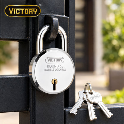 Victory Round 65 Double Locking Padlock – 65mm Heavy-Duty Security Lock