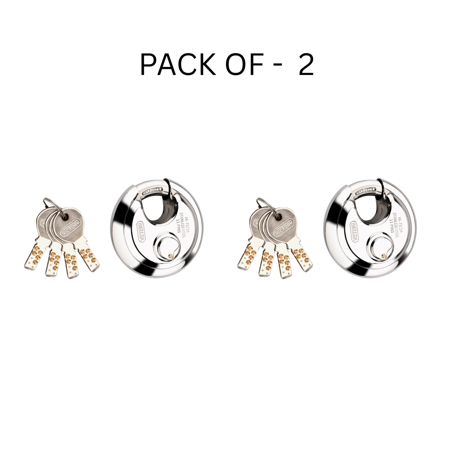 Victory Hi-Tech 70mm Disc Padlock | 4 Brass Keys | 11 Pin Security Lock | Shop Shutter & Gate Lock