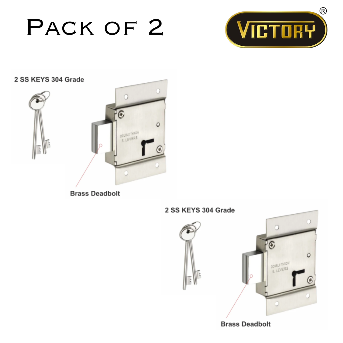 Stainless Steel | 6-Lever Double Throw | Cupboard Lock