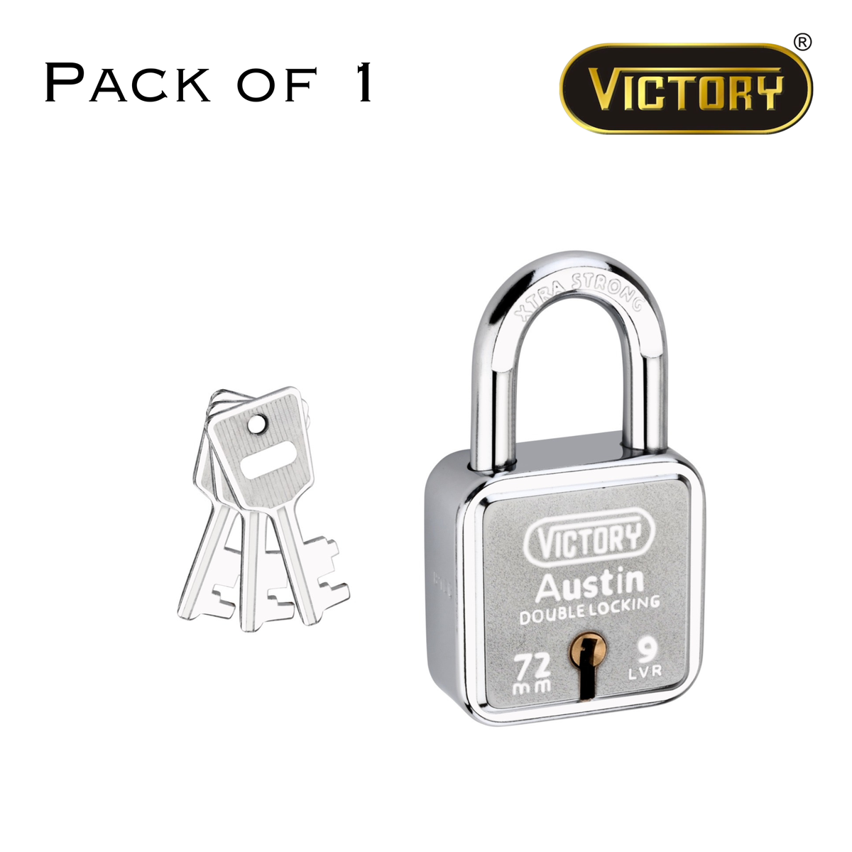Victory Austin 72mm Auto Locking Padlock | Double Locking Security Lock for Shutters, Gates & Main Doors