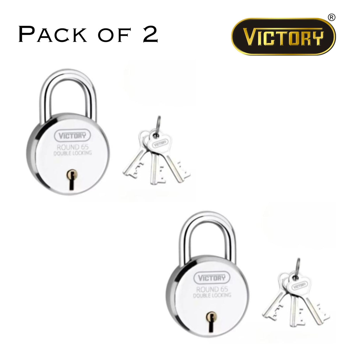 Victory Round 65 Double Locking Padlock – 65mm Heavy-Duty Security Lock