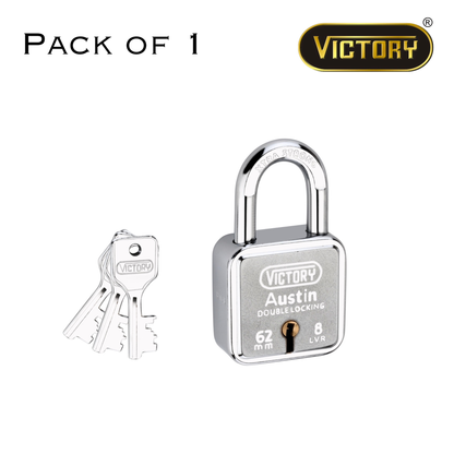 Victory Austin 62mm Auto Locking | Double Lock Padlock | 8 Lever | Extra Strong Security