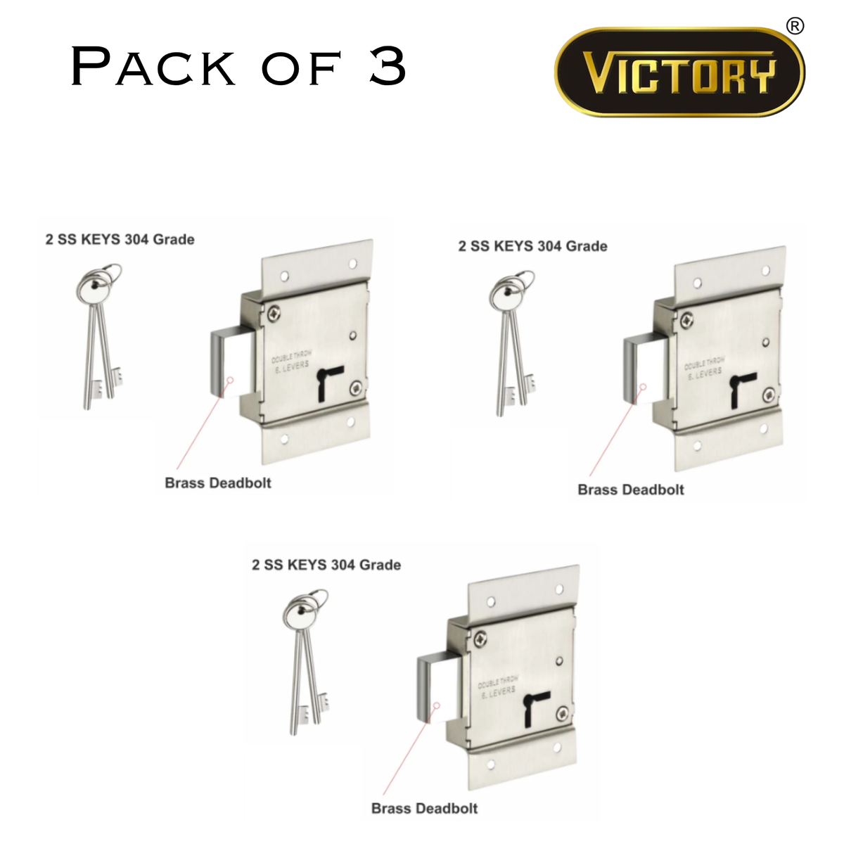 Stainless Steel | 6-Lever Double Throw | Cupboard Lock