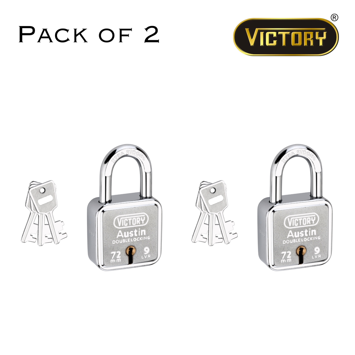 Victory Austin 72mm Auto Locking Padlock | Double Locking Security Lock for Shutters, Gates & Main Doors