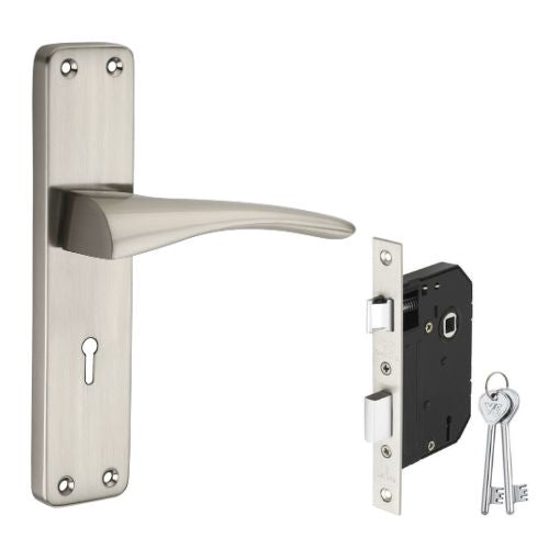 Stainless Steel Mortise Lock | 60mm Brass Cylinder | 3 Brass Keys | One-Side Knob