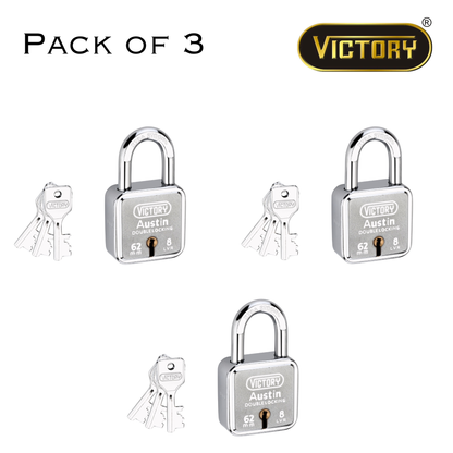 Victory Austin 62mm Auto Locking | Double Lock Padlock | 8 Lever | Extra Strong Security
