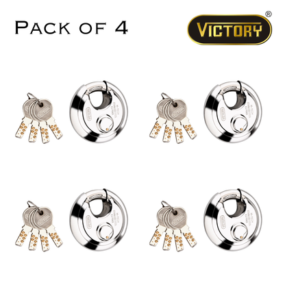 Victory Hi-Tech 70mm Disc Padlock | 4 Brass Keys | 11 Pin Security Lock | Shop Shutter & Gate Lock