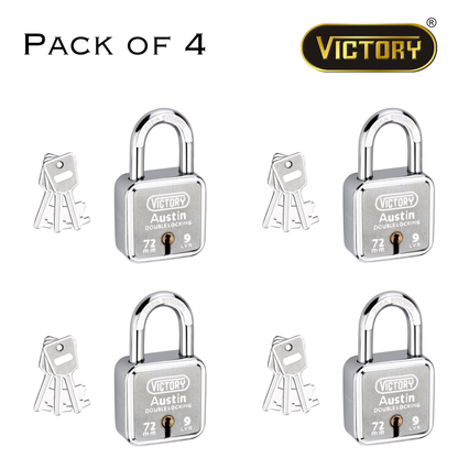 Victory Austin 72mm Auto Locking Padlock | Double Locking Security Lock for Shutters, Gates & Main Doors