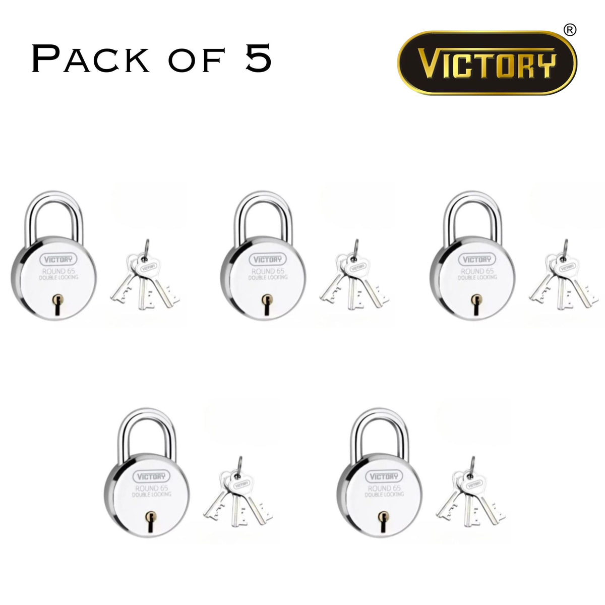 Victory Round 65 Double Locking Padlock – 65mm Heavy-Duty Security Lock