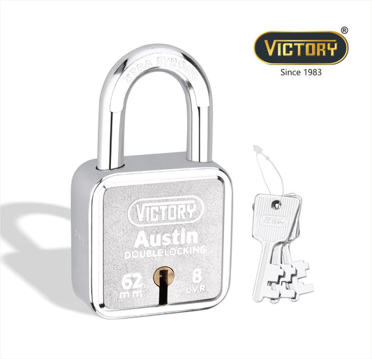 Victory Austin 62mm Auto Locking Double Lock Padlock | 8 Lever | Extra Strong Security
