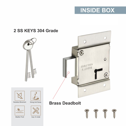 Stainless Steel | 6-Lever Double Throw | Cupboard Lock