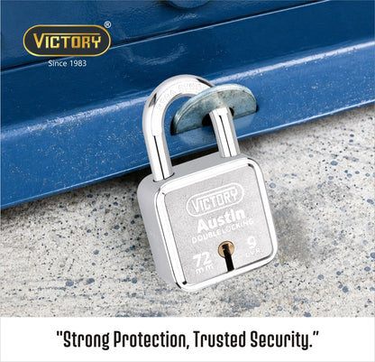Victory Austin 72mm Auto Locking Padlock | Double Locking Security Lock for Shutters, Gates & Main Doors