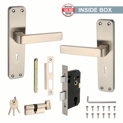 Stainless Steel Mortise Lock | 60mm Brass Cylinder | 3 Brass Keys | One-Side Knob