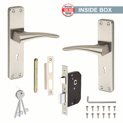 Stainless Steel Mortise Lock | 60mm Brass Cylinder | 3 Brass Keys | One-Side Knob