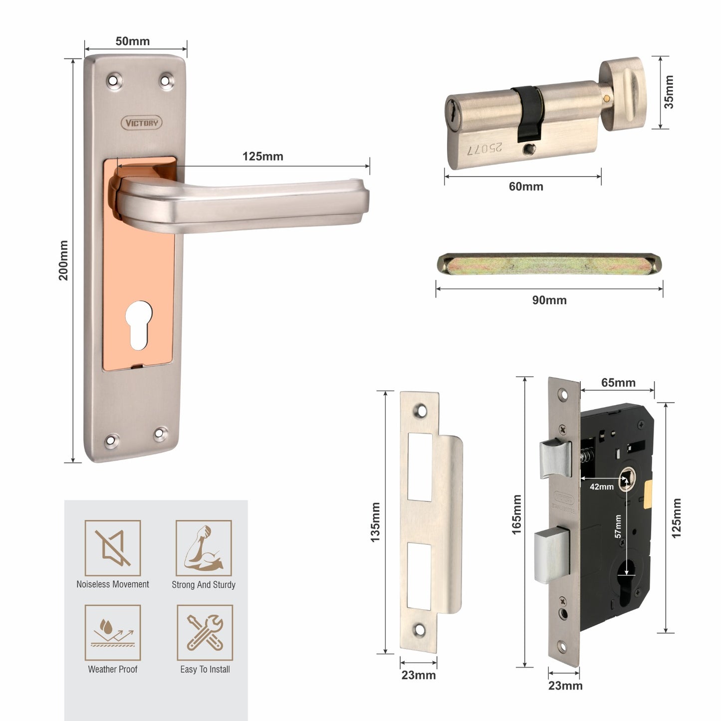 Victory Heavy Duty Mortise Lockset 8"