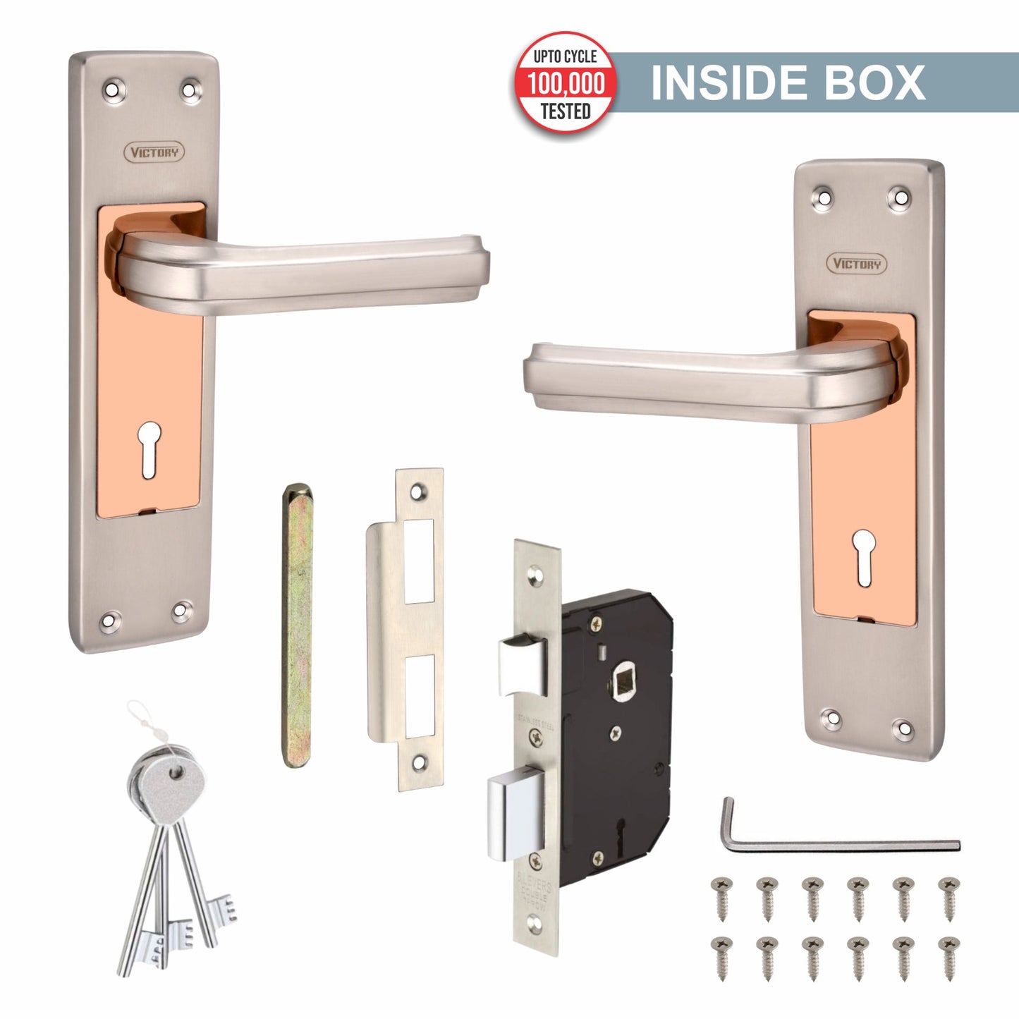 Steel Mortise Handle Lock | 3 Keys
