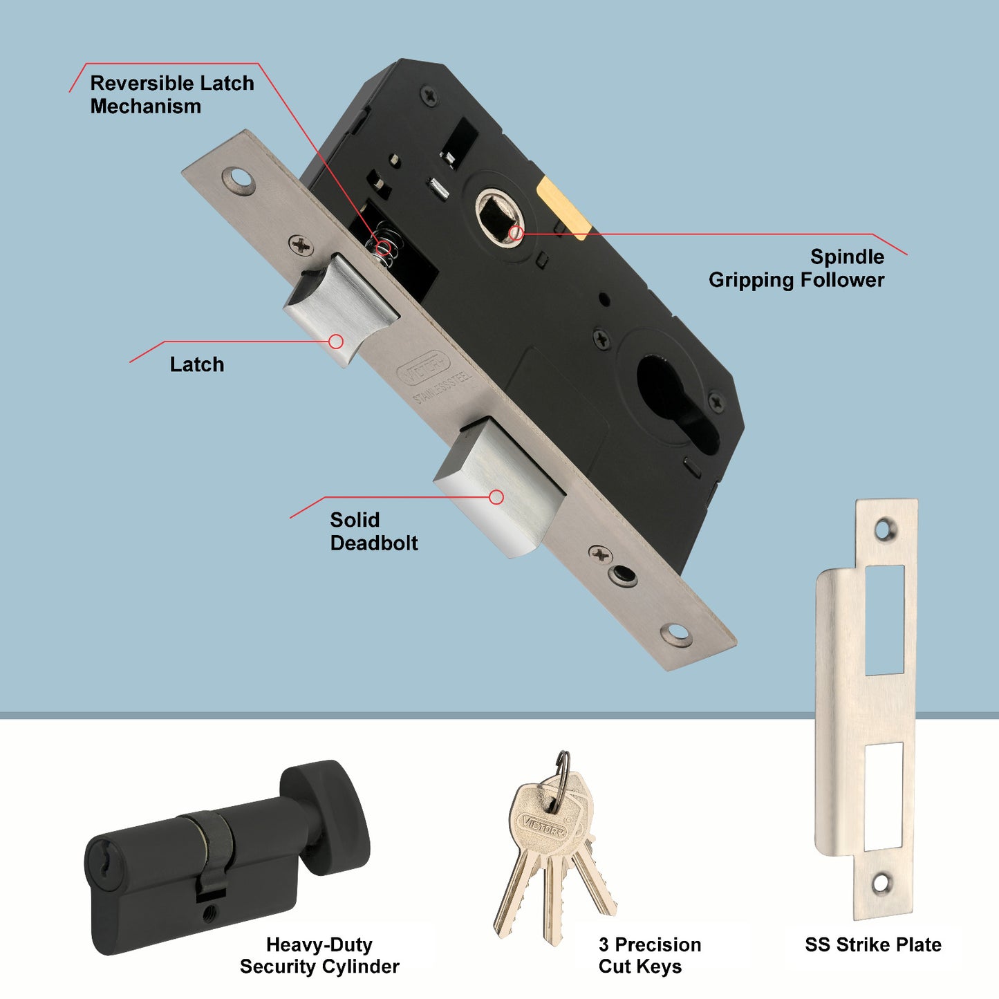 Victory Heavy Duty Mortise Lockset 8"